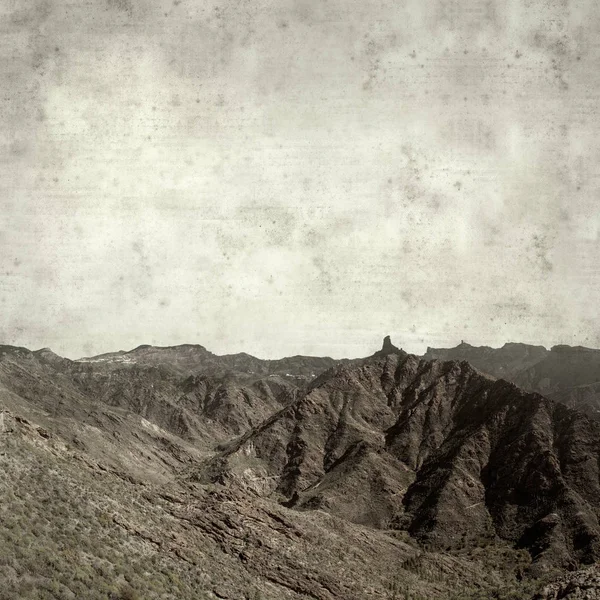 Vieux Fond Papier Texturé Avec Paysage Gran Canaria — Photo