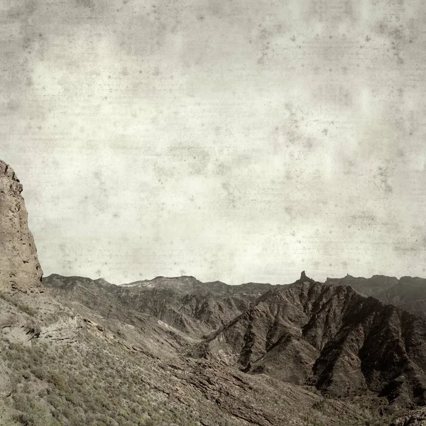 Texturierte Alte Papierhintergrund Mit Landschaft Von Gran Canaria — Stockfoto