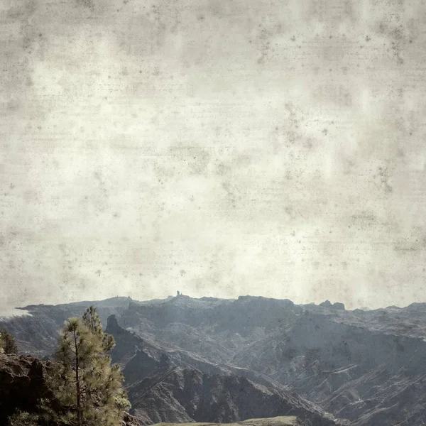 Fondo Texturizado Papel Viejo Con Paisaje Gran Canaria —  Fotos de Stock