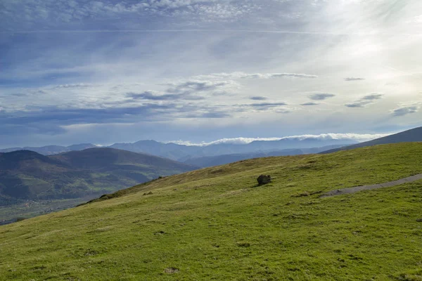 Cantabria Tepeler Haddeleme Monte Cilda Için Yol Hiking Dan Görünüm — Stok fotoğraf
