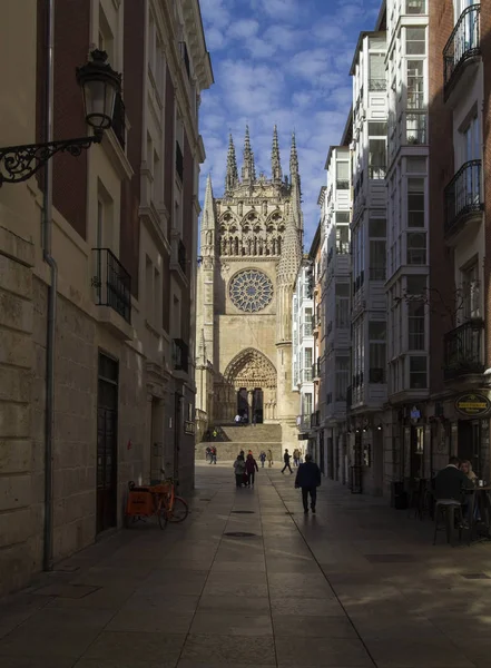 Burgos Espanha Novembro Visitantes Estão Entrando Nas Portas Catedral Santa — Fotografia de Stock