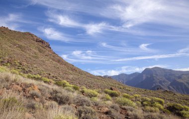 Gran Canaria, Ocak, yol La Ruta Del Cartero, Risco de Agaete ve La Aldea de San Nicolas, cirrus bulutlar arasında postacı yolu hiking üzerinden Gösterim