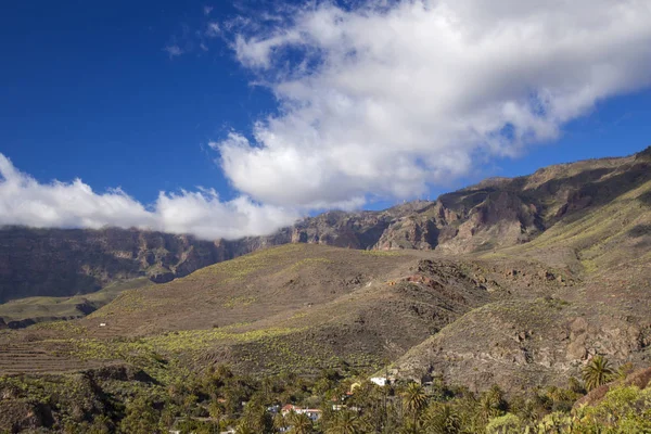 Gran Canaria January View Volcanic Landscape Tirajana Valley Cliffs Riscos — Stock Photo, Image