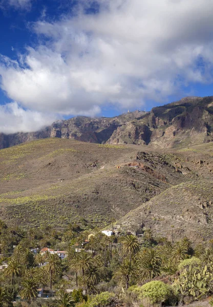 Gran Canaria January View Volcanic Landscape Tirajana Valley Cliffs Riscos — Stock Photo, Image