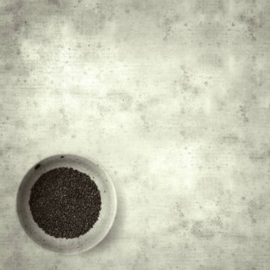 şık eski Kağıt arka plan, kare, siyah susam küçük kase ile dokulu