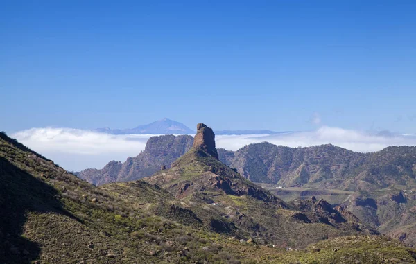 Gran Canaria Las Cumbres Obszarów Wyspy Lutego Widok Całej Caldera — Zdjęcie stockowe