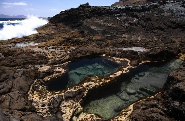 Gran Canaria Nın Kuzey Kıyısı Banaderos Bölgesinin Lav Tarlaları Montana — Stok fotoğraf