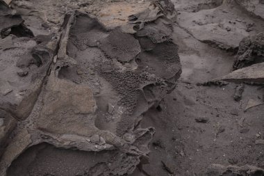 Gran Canaria 'nın kuzey kıyısı, Banaderos bölgesinin lav tarlaları, Montana de Arucas patlamasından dolayı gri dokulu lav.