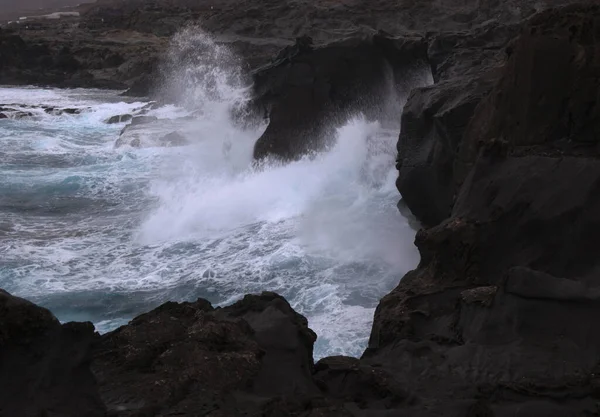 Nordküste Von Gran Canaria Lavafelder Banaderos Gebiet Graue Strukturierte Lava — Stockfoto