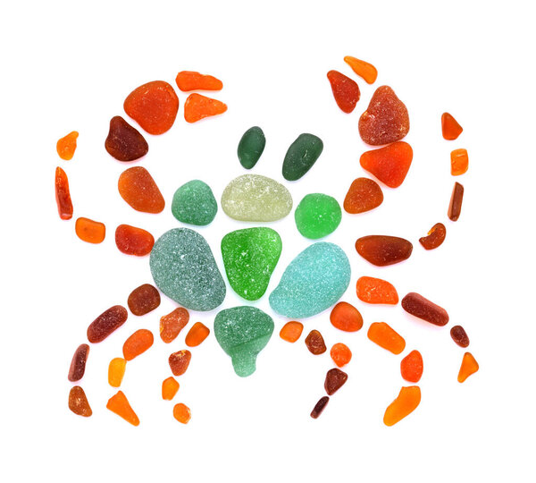 Крабовая мозаика из чайки, изолированная на белом бэкгорунде