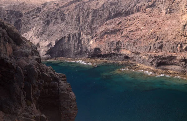 Gran Canaria Brant Eroderad Kustlinje Agaete Kommun Väg Till Playa — Stockfoto