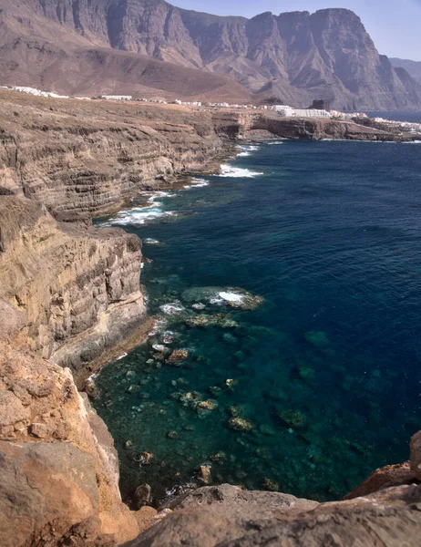 Gran Canaria Brant Eroderad Kustlinje Agaete Kommun Väg Till Playa — Stockfoto
