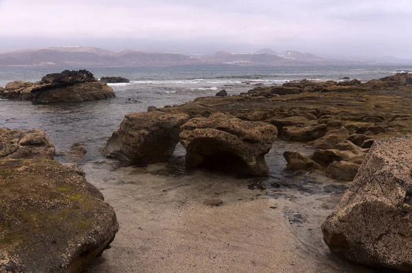 Gran Canaria Rotstekeningen Van Confital Strand Aan Rand Van Las — Stockfoto