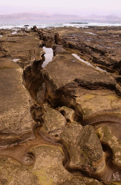 Gran Canaria Texturas Rochas Praia Confital Beira Las Palmas — Fotografia de Stock