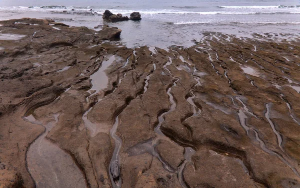 Gran Canaria Texturas Rochas Praia Confital Beira Las Palmas — Fotografia de Stock