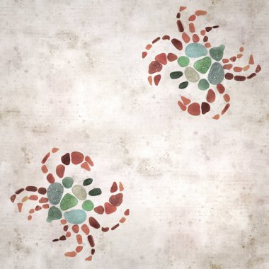 desenli eski kağıt arka plan, kare, martı yengeci figürlü