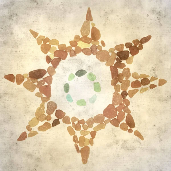 カナリア諸島の太陽のシンボルを持つスタイリッシュな古い紙の背景 正方形をテクスチャ原住民の住民 — ストック写真