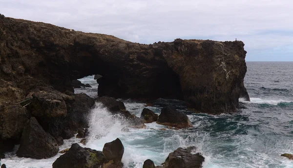 Noordkust Van Gran Canaria Canarische Eilanden Kustpad Langs Vulkanisch Landschap — Stockfoto