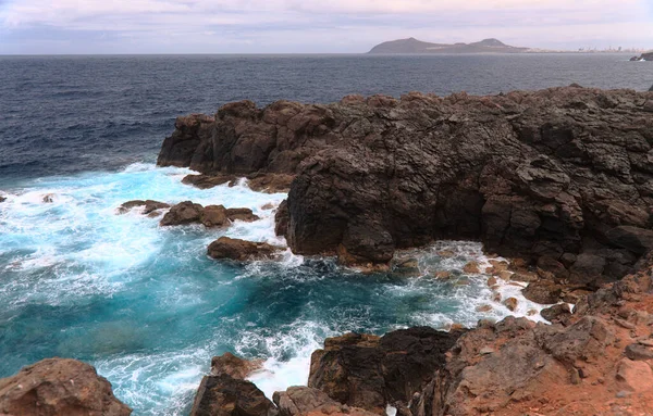 Gran Canaria Nın Kuzey Kıyısı Kanarya Adaları Volkanik Arucas Kıyı — Stok fotoğraf