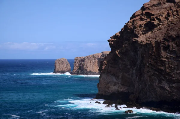 Gran Canaria Paisagem Íngreme Erodida Costa Noroeste Entre Municípios Galdar — Fotografia de Stock