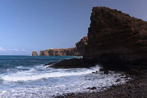 Gran Canaria Krajobraz Stromego Erozji Północno Zachodniego Wybrzeża Pomiędzy Gminami — Zdjęcie stockowe