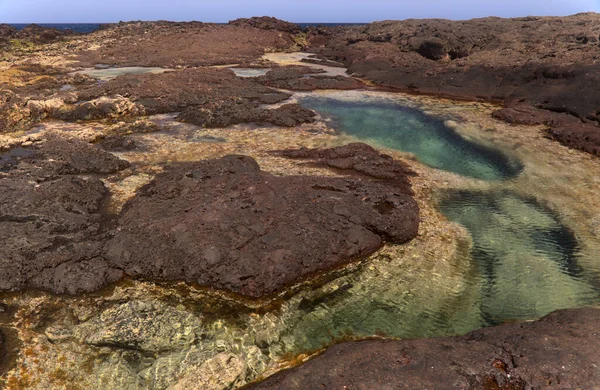 Eroded Gran Canaria Északnyugati Partja Kanári Szigetek Galdar Település — Stock Fotó