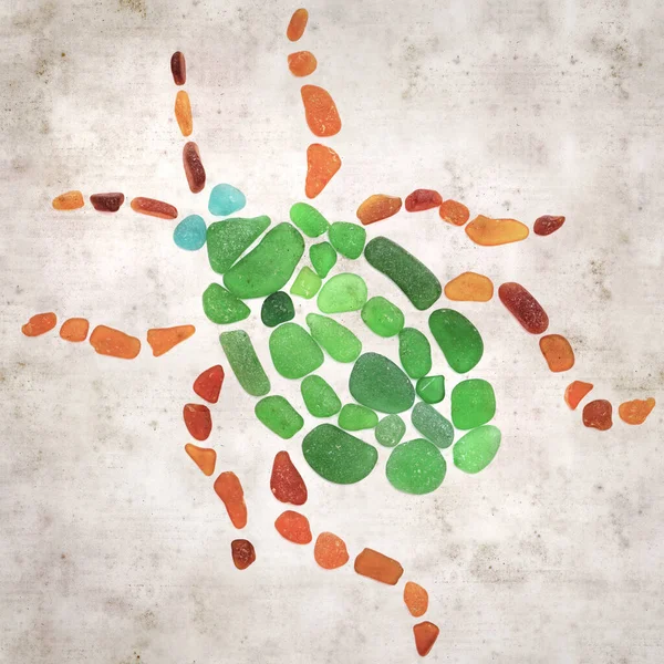 Desenli Eski Kağıt Arka Plan Kare Seaglass Basit Böcek Mozaiği — Stok fotoğraf