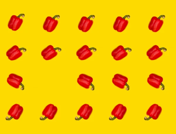 Collage Sweet Red Peppers Yellow Background — Stock Photo, Image