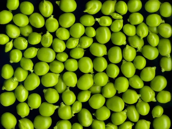 Texture Background Green Peas Black Background — Stock Photo, Image