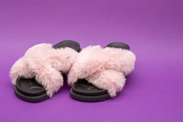 Summer Women Sandals Pink Fluff — Stock Photo, Image