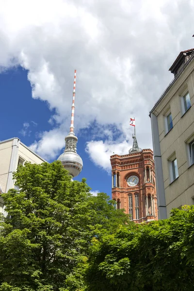 Berlin Germany July 2018 View Tele Tower Red Town Hall — Stock Photo, Image