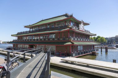 Amsterdam, Hollanda - 02 Temmuz 2018: Amsterdam setin üzerine Çin restoran Binası