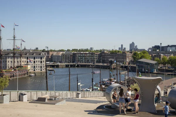 Amsterdam Hollanda Temmuz 2018 View Amsterdam Nemo Müze Binası Çatı — Stok fotoğraf