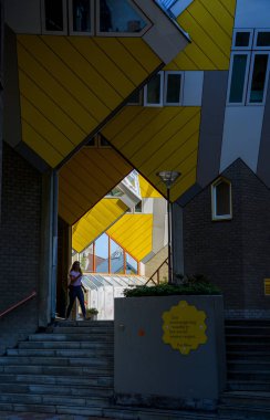 Rotterdam, Hollanda - 3 Temmuz 2018: Küp ev - Rotterdam 'ın orijinal simgesi