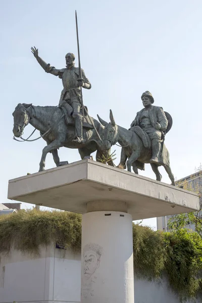 Bruksela Belgia Lipca 2018 Pomnik Don Kichota Sanchy Panzy Brukseli — Zdjęcie stockowe