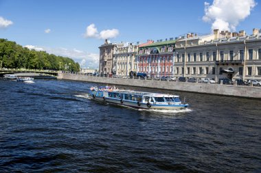 St. Petersburg, Rusya - 08 Ağustos 2018: St Petersburg Fontanka Nehri set of görünüm
