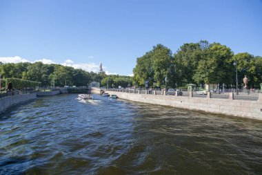St. Petersburg, Rusya - 08 Ağustos 2018: St Petersburg Fontanka Nehri set of görünüm