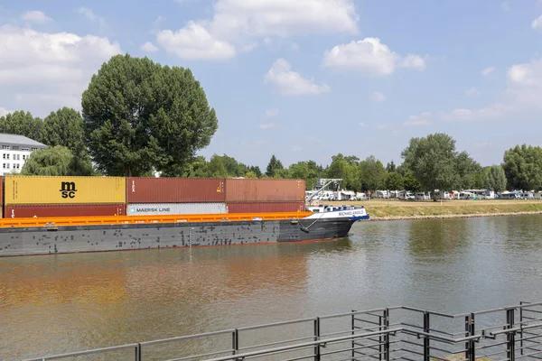 Koblenz Germany July 2018 Carriage Goods Barges Moselle River Koblenz — 图库照片