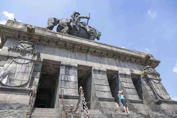 Koblenz Alemania Julio 2018 Monumento Káiser Guillermo Coblenza Vista Inferior — Foto de Stock