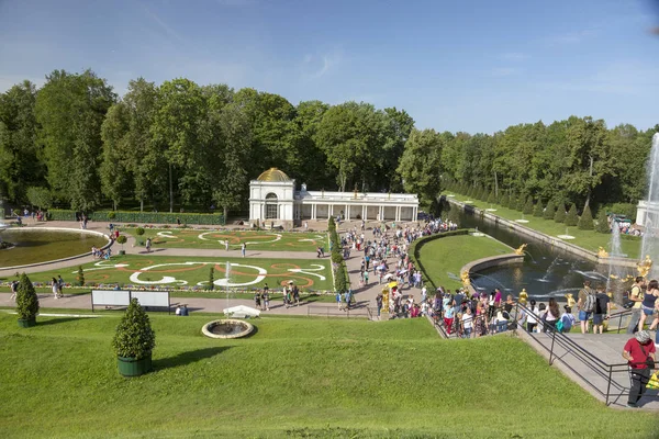 Petergof San Petersburgo Rusia Agosto 2018 Fragmento Del Parque Inferior — Foto de Stock