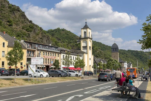 Sankt Goarshausen Niemcy Lipca 2018 Widok Główną Ulicę Wsi — Zdjęcie stockowe