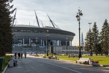 St. Petersburg, Rusya Federasyonu - 10 Ağustos 2018: Gazprom Arena yeni Stadyumu, St. Petersburg spor
