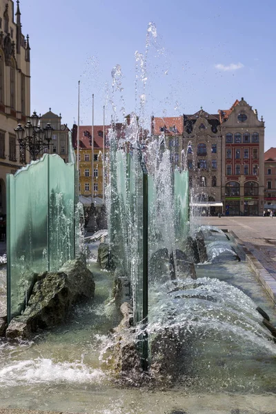 Wroclaw Polonia Julio 2018 Fragmento Fuente Plaza Del Mercado Wroclaw —  Fotos de Stock