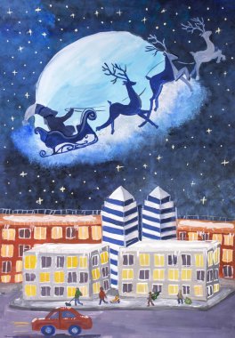 Çocuk guaş ile yeni yıl konulu 