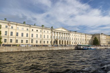 St. Petersburg, Rusya - 11 Ağustos 2018: St Petersburg zevk tekneden Fontanka Nehri'nin set of görünüm