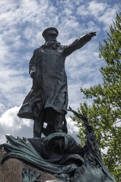 Petersburg Russia August 2018 Monument Admiral Makarov Kronstadt Anchor Square — Stock Photo, Image