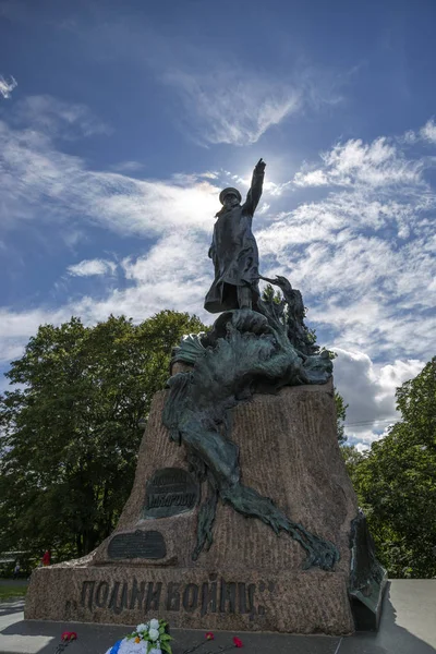 San Petersburgo Rusia Agosto 2018 Monumento Almirante Makarov Kronstadt Plaza — Foto de Stock
