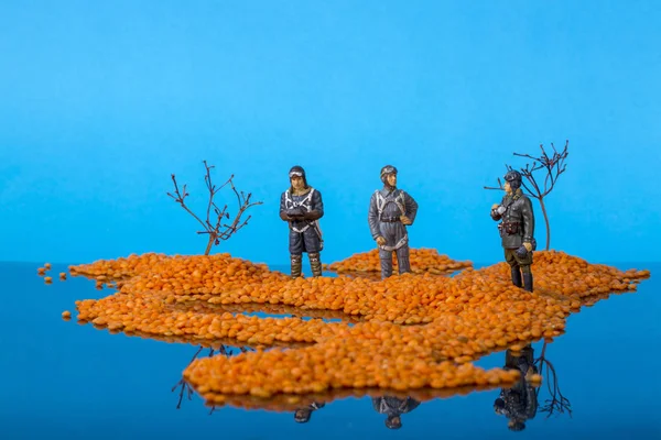 Landschap Met Eilanden Zee Soldaten Van Tweede Wereldoorlog Installatie Van — Stockfoto