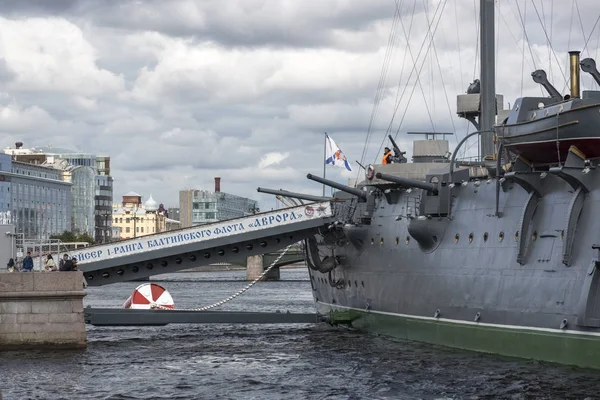 Petersburg Rusko Srpna 2018 Uličky Křižník Aurora Baltské Flotily Petrohradu — Stock fotografie