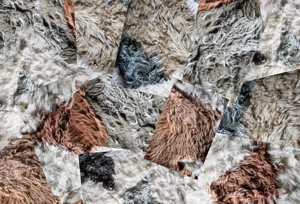 Collage Fondos Texturas Lana Oveja Natural — Foto de Stock